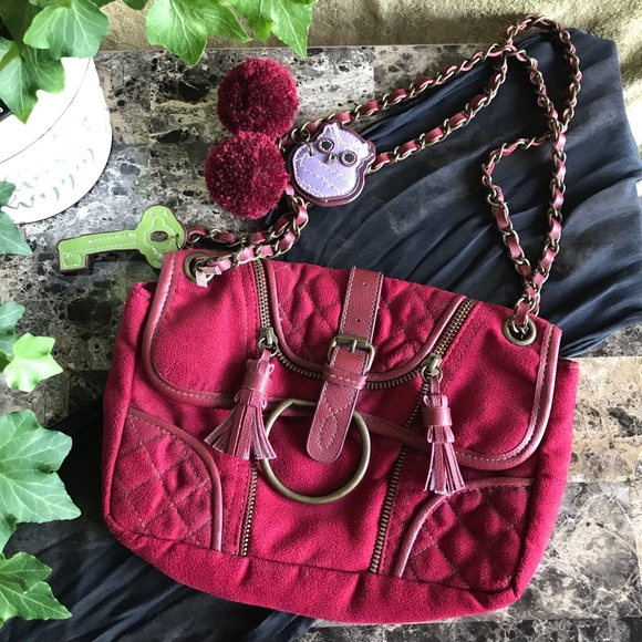 Mary Kate and Ashley Handbags - 🎉 3 for $25 🎉 Red Faux Suede Purse Chain Handles